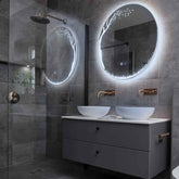 Specchio LED Rotondo | Pulsanti touch | Funzione anti-appannamento | Luce bianca fredda - Reyze Serie Good Vibes Modello 8